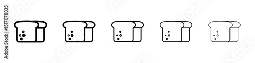 White bread icon graphic set. trendy stroke line style