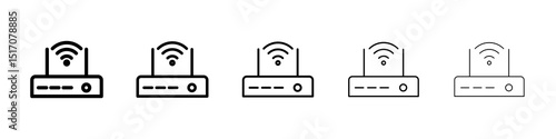 Wifi modem icon graphic set. trendy stroke line style