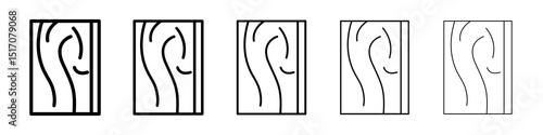 Wood board icon graphic set. trendy stroke line style