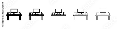 Workspace icon graphic set. trendy stroke line style