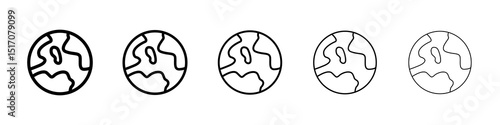 World icon graphic set. trendy stroke line style