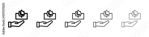 Zakat with money gift icon graphic set. trendy stroke line style