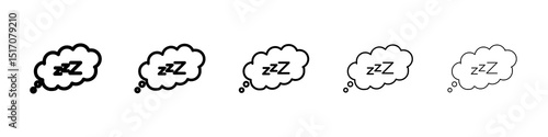 Zzz icon graphic set. trendy stroke line style