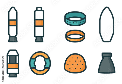 Water sports silhouette icon set. aquatic adventure and ocean fun symbols