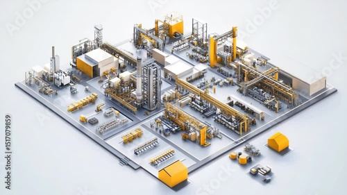 Isometric Rendering of a Modern Industrial Plant Complex