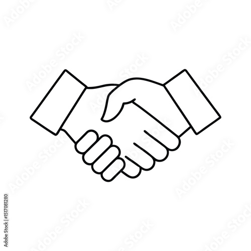 Handshake Outline Line Art – Businessmen Deal Vector Illustration.
