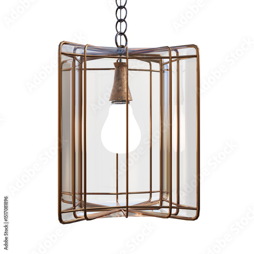 3D render, modern metal and glass lamp