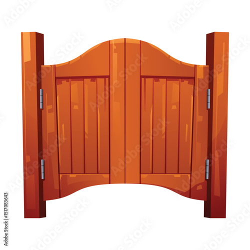 Rustic western wooden saloon doors. Vector cartoon illustration