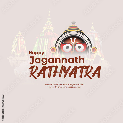 Vector design of Ratha Yatra of Lord Jagannath, Balabhadra and Subhadra for the ocassion of Odisha god Rathyatra Festival