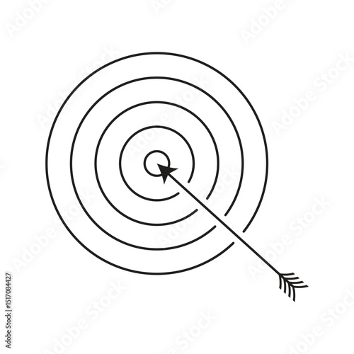  Bullseye Target with Arrow Hitting the Center - Precision and Success Concept.