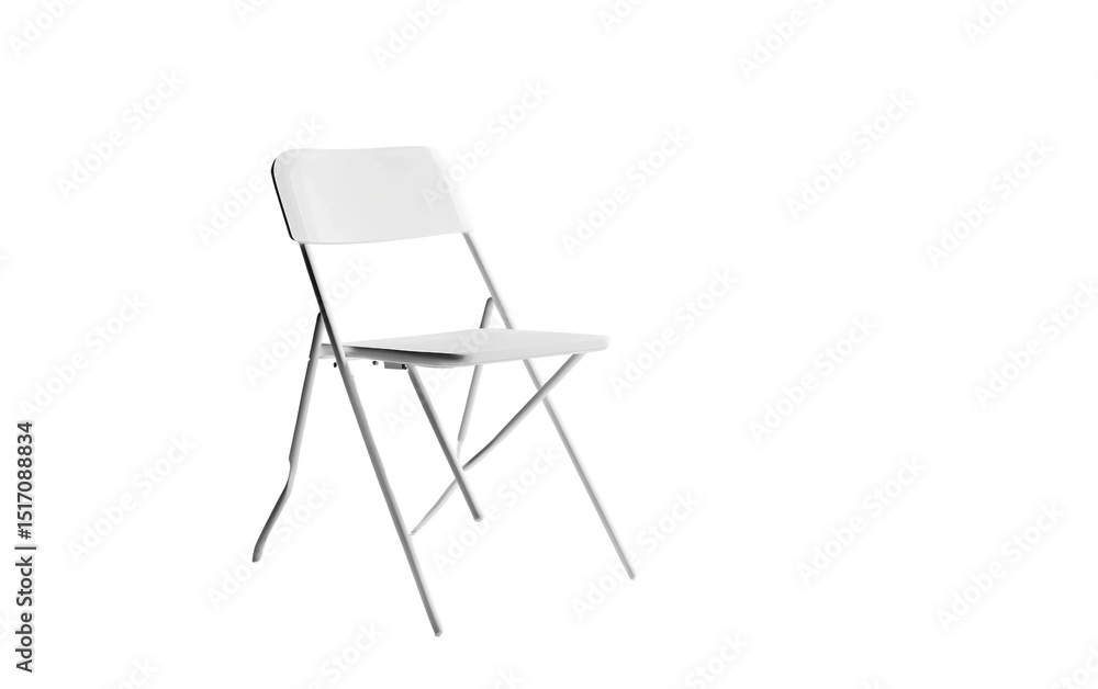 Fototapeta premium Modern minimalist white folding chair featuring sleek and simple design for versatile seating isolated on transparent background PNG
