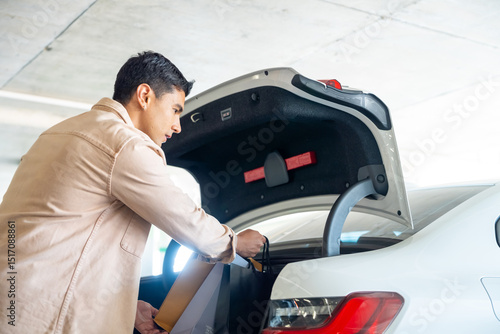 Photos Happy Asian man shopper enjoy shopping at department store in the city on summer sale holiday vacation