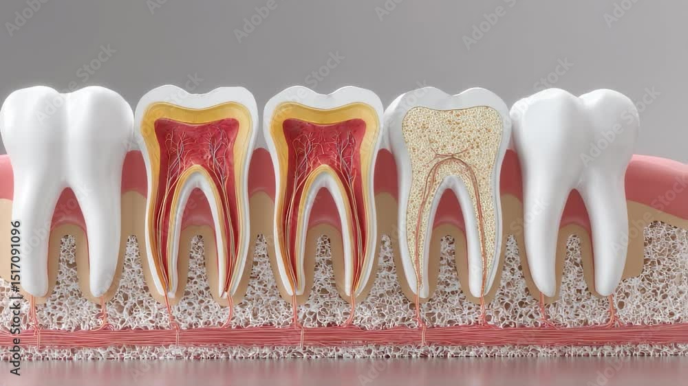 Dental anatomy and structure. A detailed model of human teeth with ...