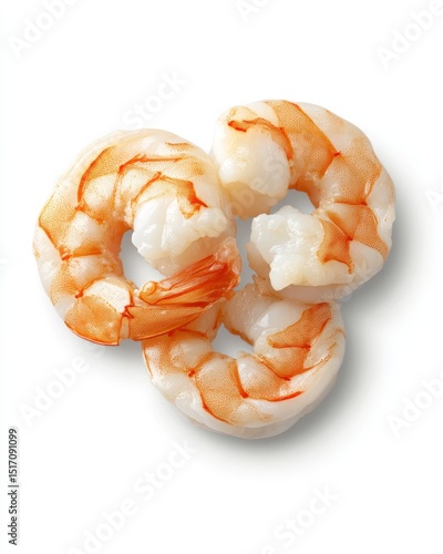 Macro Picture of Three Cooked Shrimp on a Plate, Delicious Seafood Cuisine for Gourmet Lovers