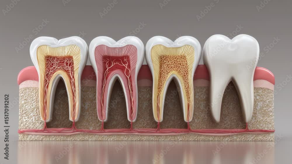 Dental anatomy and structure. A detailed model of human teeth with ...