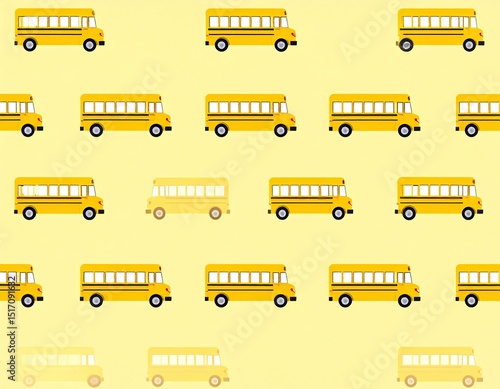 Yellow school bus pattern on a pale yellow background