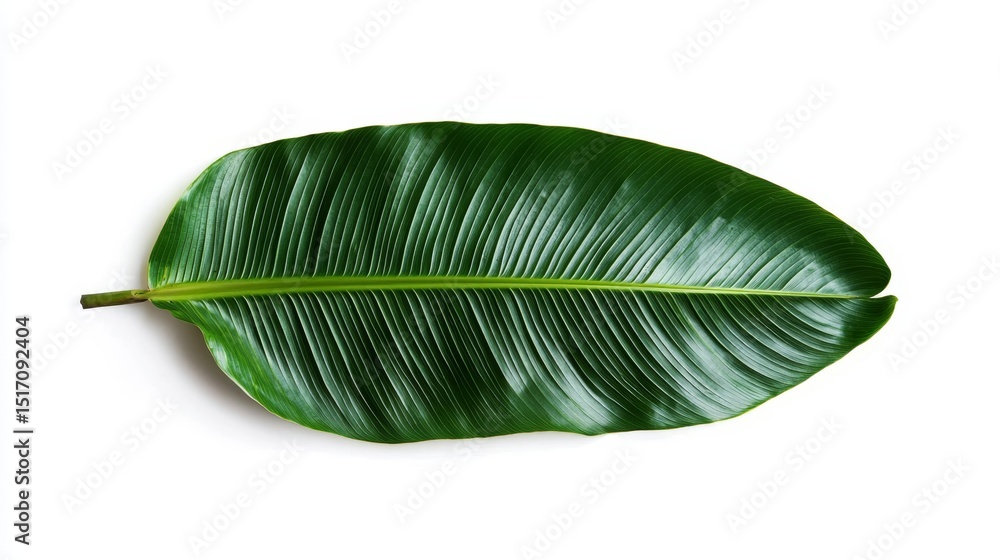 Serene Isolated Banana Leaf with Rain Gloss on Subtle Background, Copy Space for Text Serene Isolated Banana Leaf with Rain Gloss on Subtle Background, Copy Space for Text