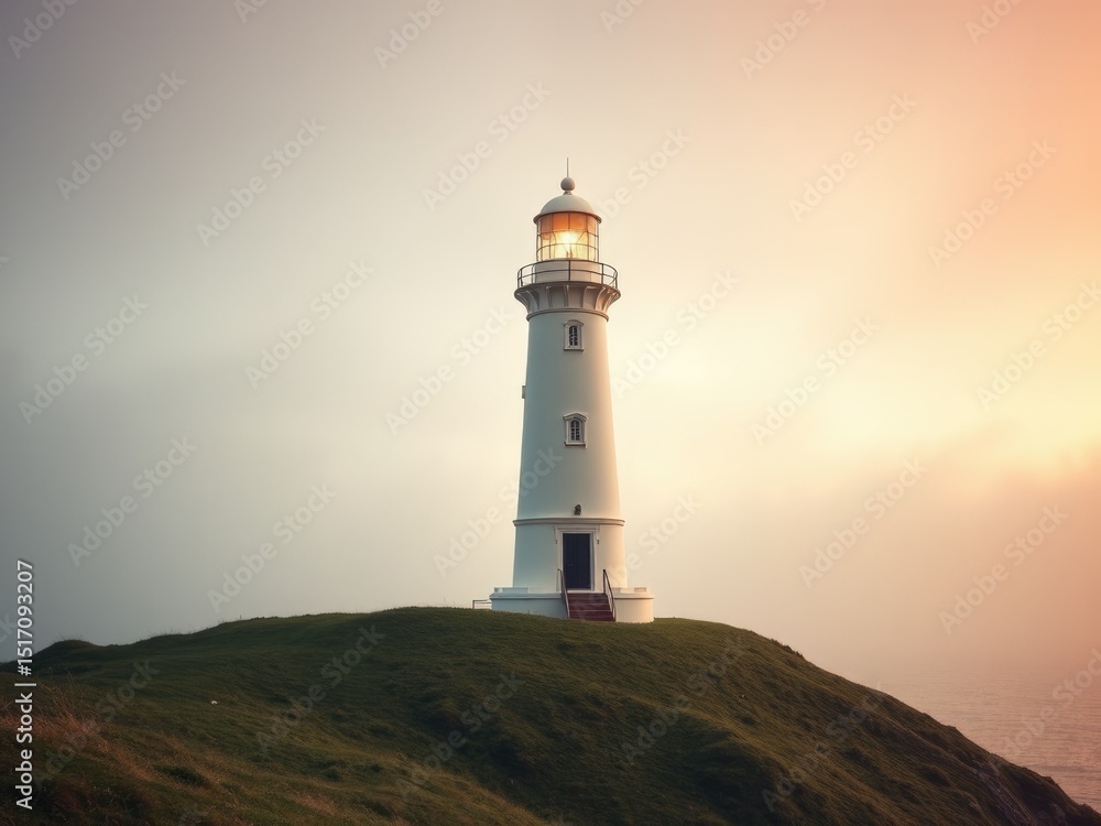 Lighthouse Beam at Tranquil Dusk or Dawn Lighthouse Beam at Tranquil Dusk or Dawn