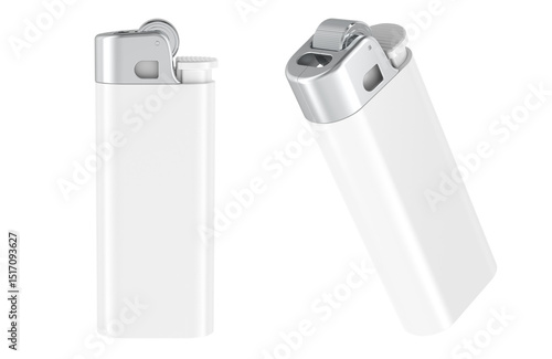 3D disposable blank lighter mockup for branding and design template, multiple angles. 3D rendering isolated on transparent background