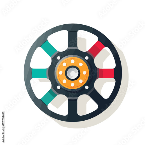 Professional Flat Design Film Reel Icon Vector Illustration for Multimedia Usage