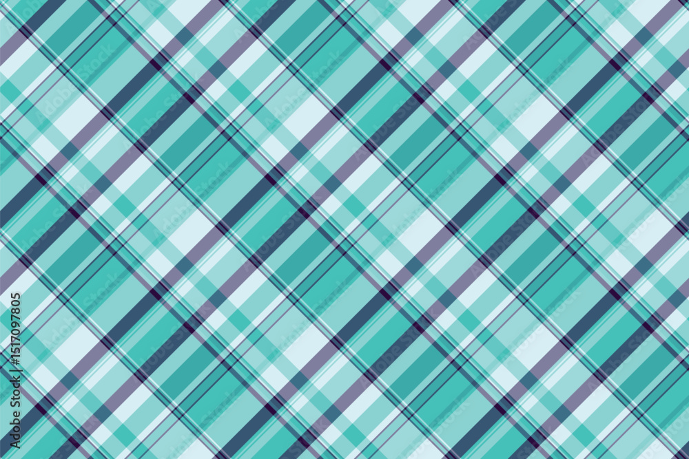 Long plaid fabric background, geometry tartan seamless textile. Heritage pattern vector texture check in teal and cyan colors. Long plaid fabric background, geometry tartan seamless textile. Heritage pattern vector texture check in teal and cyan colors.