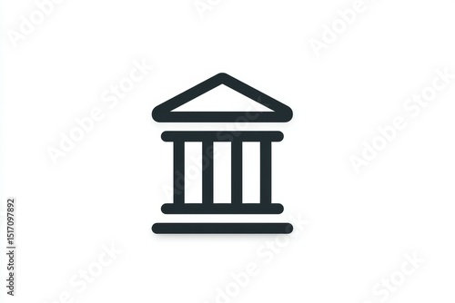 Black and white icon of a classical building with columns and triangle roof