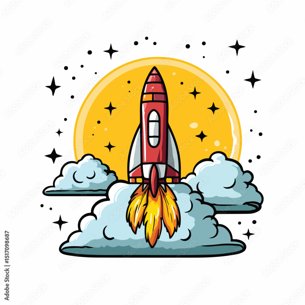 Space Rocket Drawn Start Up Isolated Icon Vector: Rocket Launch Concept for Business Illustration Space Rocket Drawn Start Up Isolated Icon Vector: Rocket Launch Concept for Business Illustration