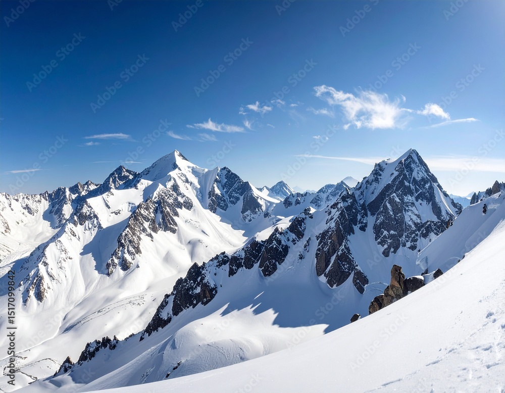 Fototapeta premium Snowy Mountain Peaks – Majestic Alpine Panorama 