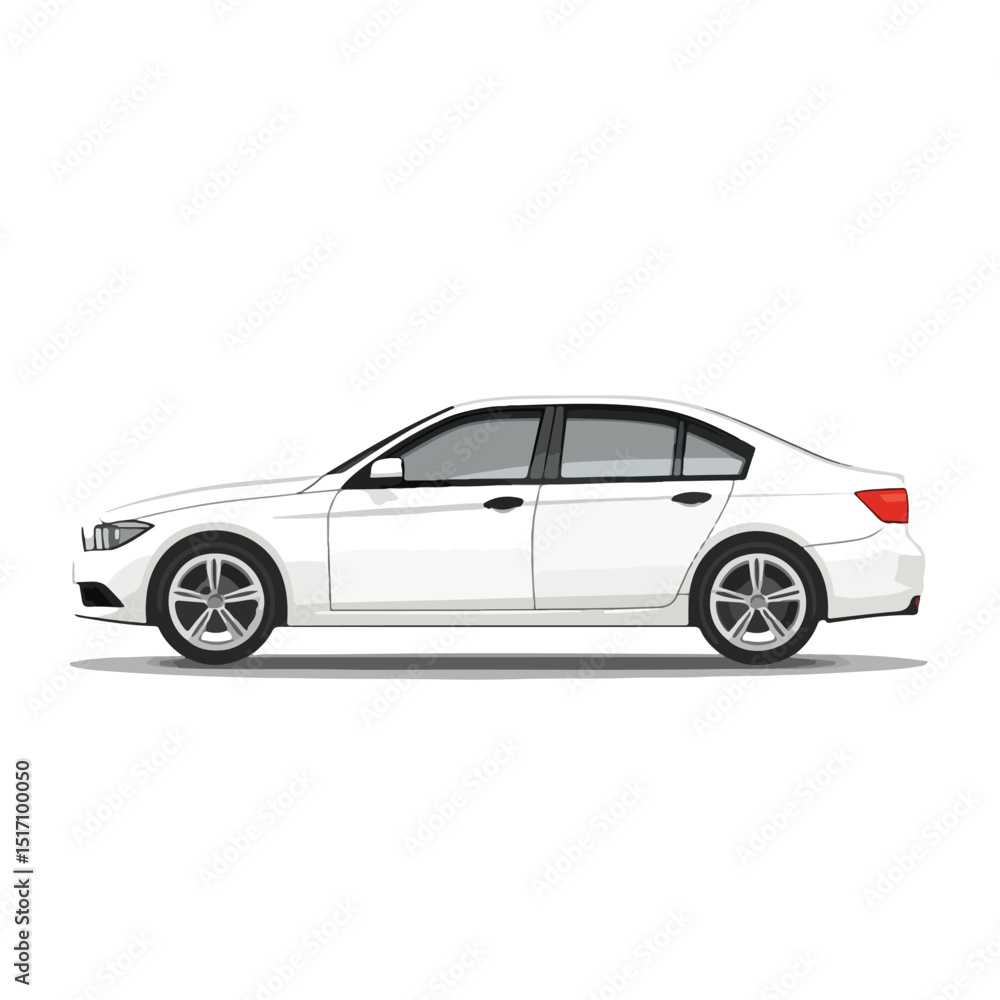 Fototapeta premium Professional White Sedan Vehicle Mockup Icon Vector Illustration for Marketing Materials and Graphic Designs