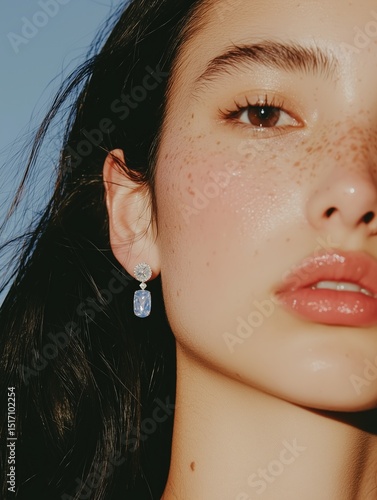 Luxury Earrings Model Portrait with Elegant Jewelry Accessories