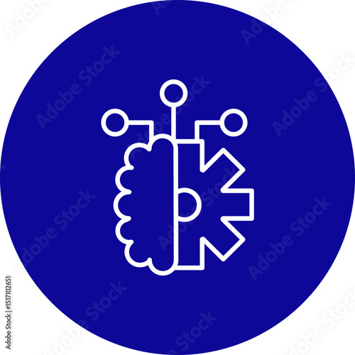 Machine Learning Vector Line Blue Circle Icon Design