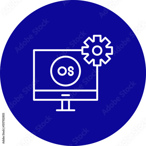 Operating System Vector Line Blue Circle Icon Design