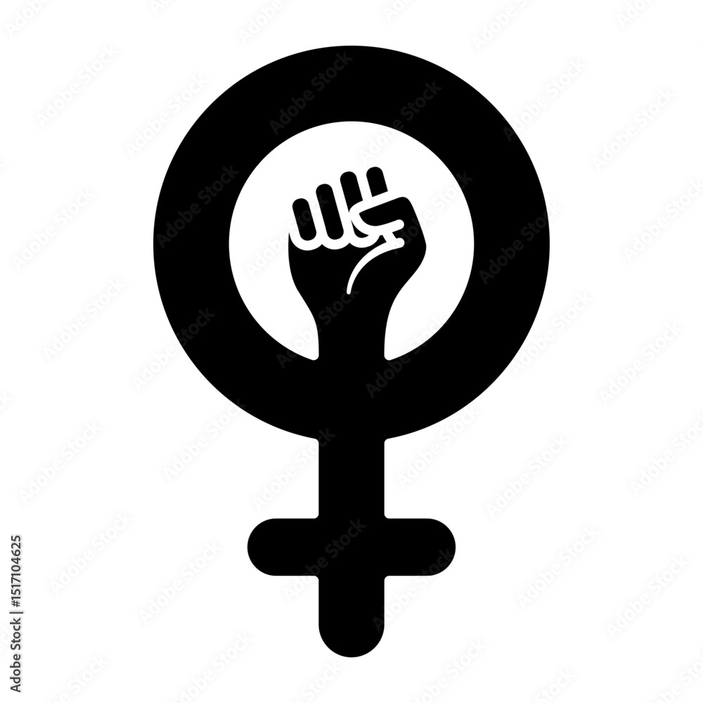 Fototapeta premium Women's struggle icon. An icon about women fighting for their rights. Women's struggle sticker. Women's struggle clip art