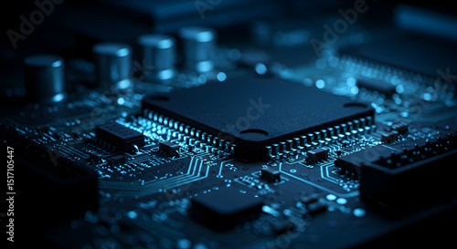 Close up of a modern electronic circuit board