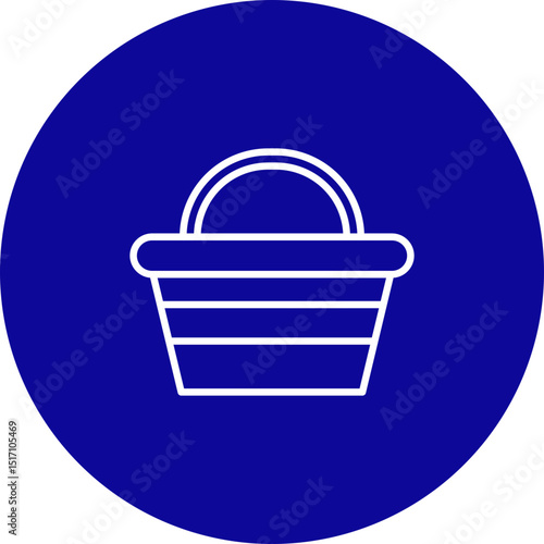 Basket Vector Line Black Circle Icon Design