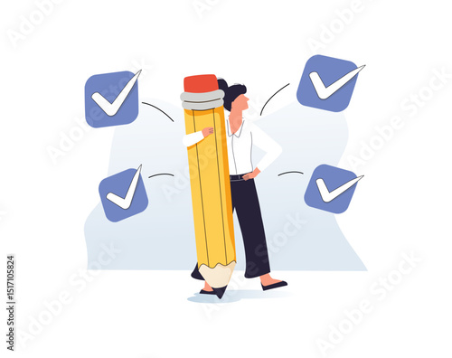 Project tracking, goal tracker, task completion or checklist to remind project progress concept, businessman project