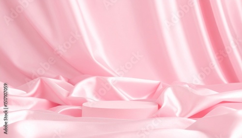 Pink rose silk satin fabric background. Product space. Show mockup presentation show podium display