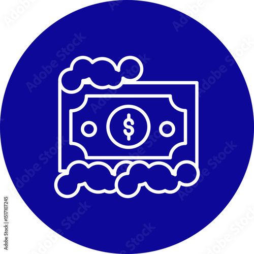 Money Laundering  Vector Line Blue Circle Icon Design