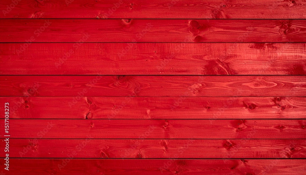 Fototapeta premium Red wood background with copy space for design. Wide banner. Painted wood planks.