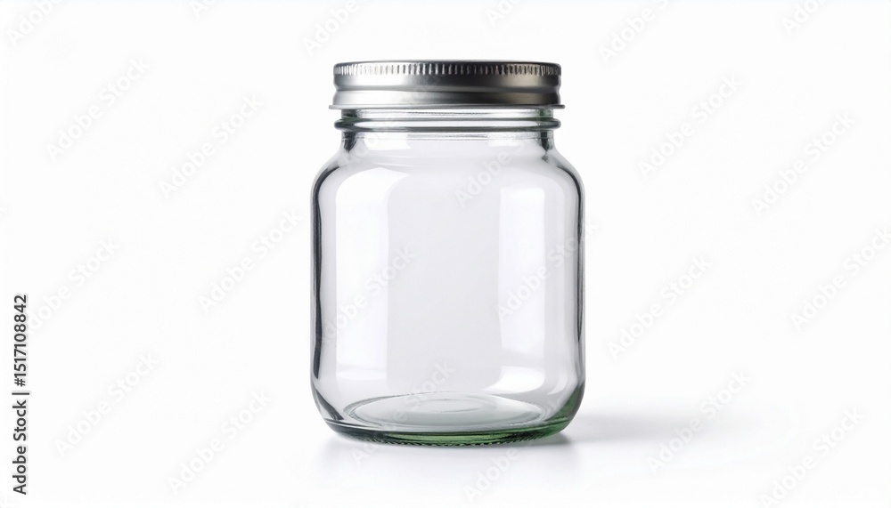 Empty glass jar isolated on white with clipping path. Empty glass jar isolated on white with clipping path.