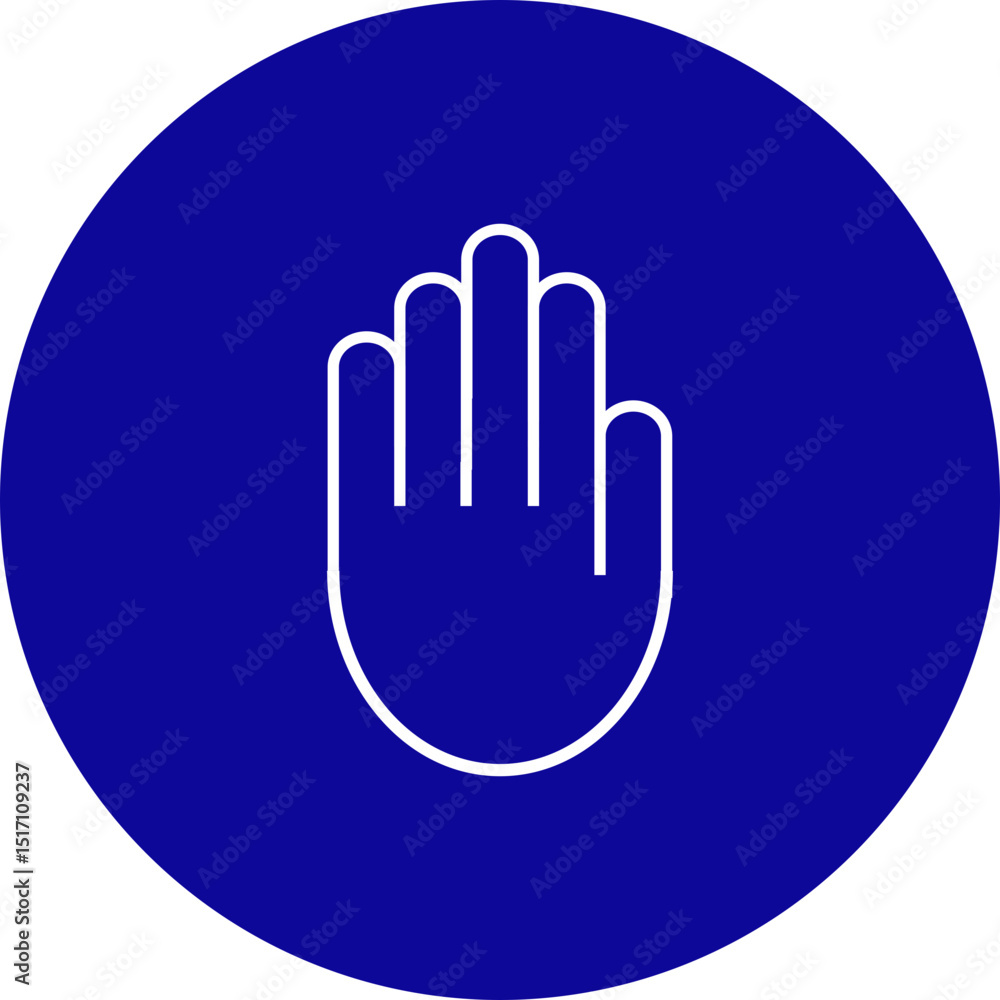 Obraz premium Hand Stop Gesture Vector Line Blue Circle Icon Design