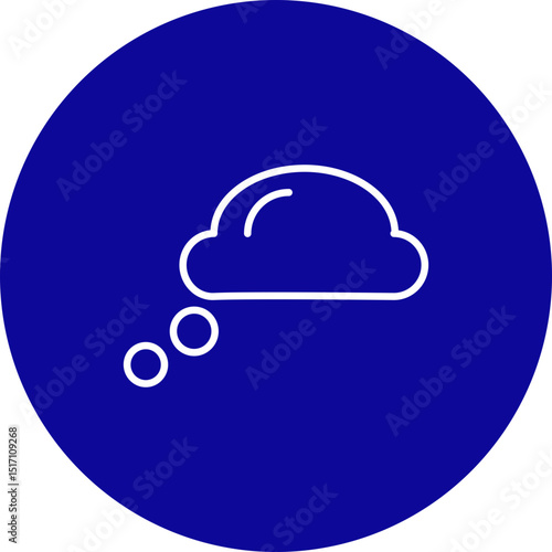 Conscious Thinking Cloud  Vector Line Blue Circle Icon Design