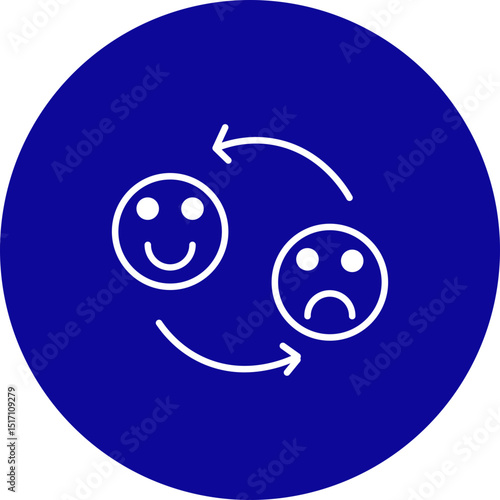 Controlled Emotions  Vector Line Blue Circle Icon Design