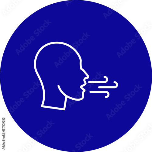 Breathing Exercise  Vector Line Blue Circle Icon Design