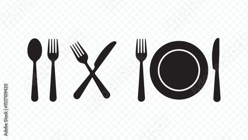 Empty white plate with silver fork, spoon, and knife isolated on a dinner table setting