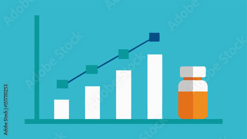 Graph Upward Trend A graph with an upward trend line and a pill bottle at the base