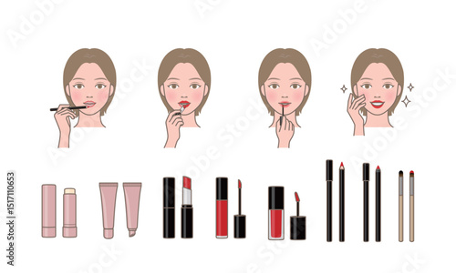 The process of applying lipstick
