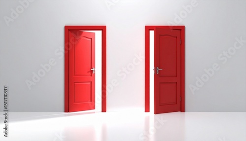 Two red doors opening to the light.
