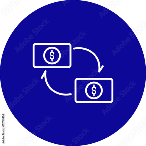 Money Laundering  Blue Circle  Icon Design