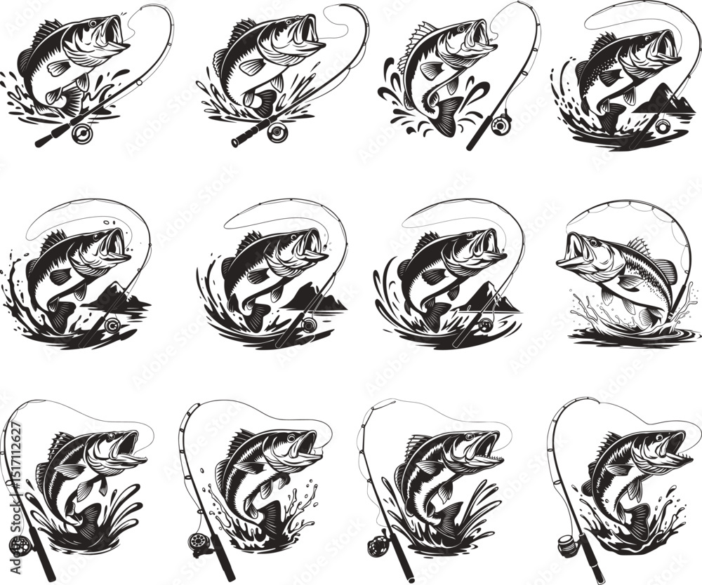 Bass Fishing Svg bundle, Bass Fish Svg, Fishing Bass Fishing Svg bundle, Bass Fish Svg, Fishing
